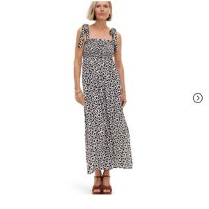 DVF x Target NWT Women’s Smocked Tie Strap Neutral Poppy Midi/Maxi Dress